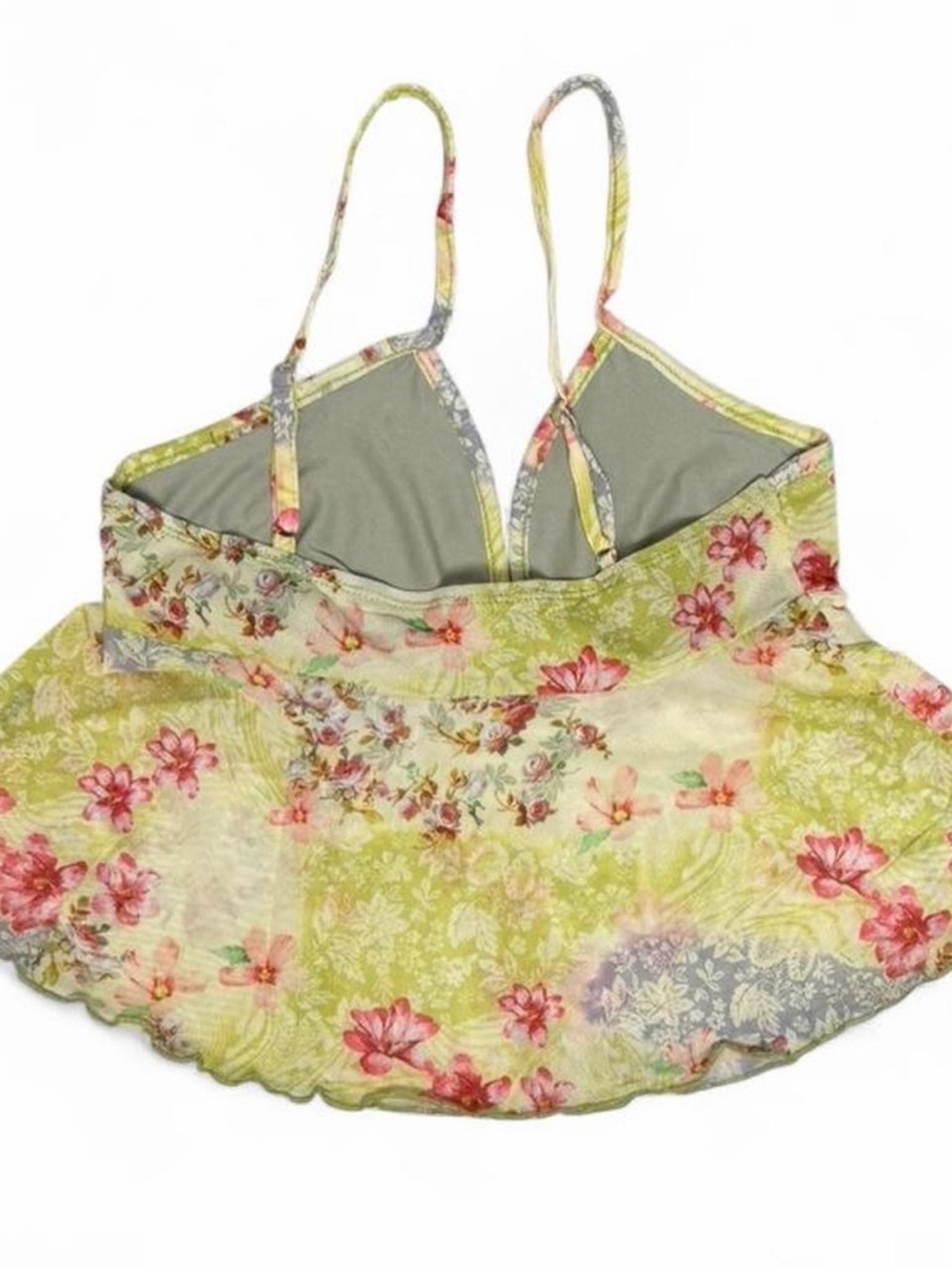 Floral Babydoll Cami Top XS Boho Cottage Fairycore Garden Coquette Y2K Spring - Picture 2 of 5